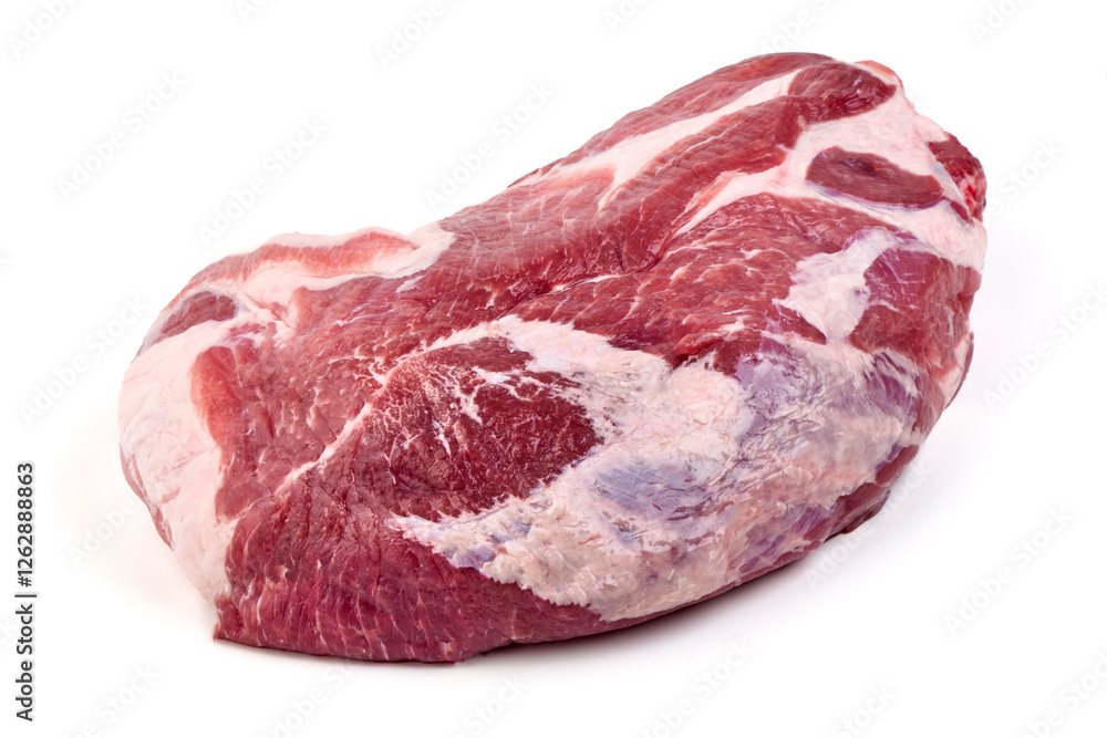 Fotografie Raw Pork Shoulder Cut Isolated on White Background.