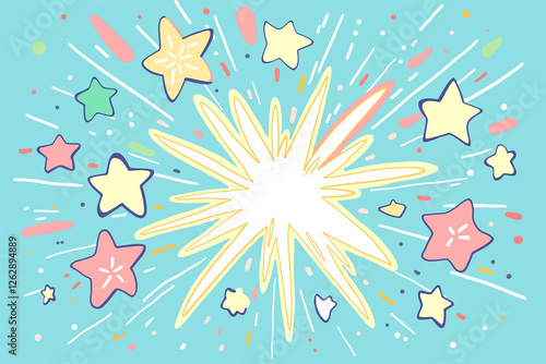 Vibrant starburst explosion with colorful stars