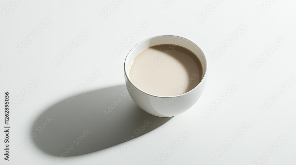 A clean and crisp image of a coffee cup with milk-based coffee on a white background, for a refreshing feel. A clean and crisp image of a coffee cup with milk-based coffee on a white background, for a refreshing feel.