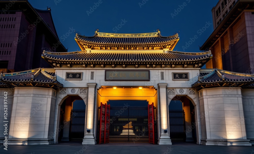 Daytime view of the yi gate (da cheng gate) located in front of the dacheng hall at taipei confucius temple closed except during ceremonial events chinese architecture architecture culture china chine Daytime view of the yi gate (da cheng gate) located in front of the dacheng hall at taipei confucius temple closed except during ceremonial events chinese architecture architecture culture china chine