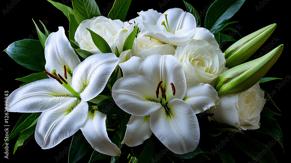 Fototapeta premium sophisticated white gardenia and lily bouquet
