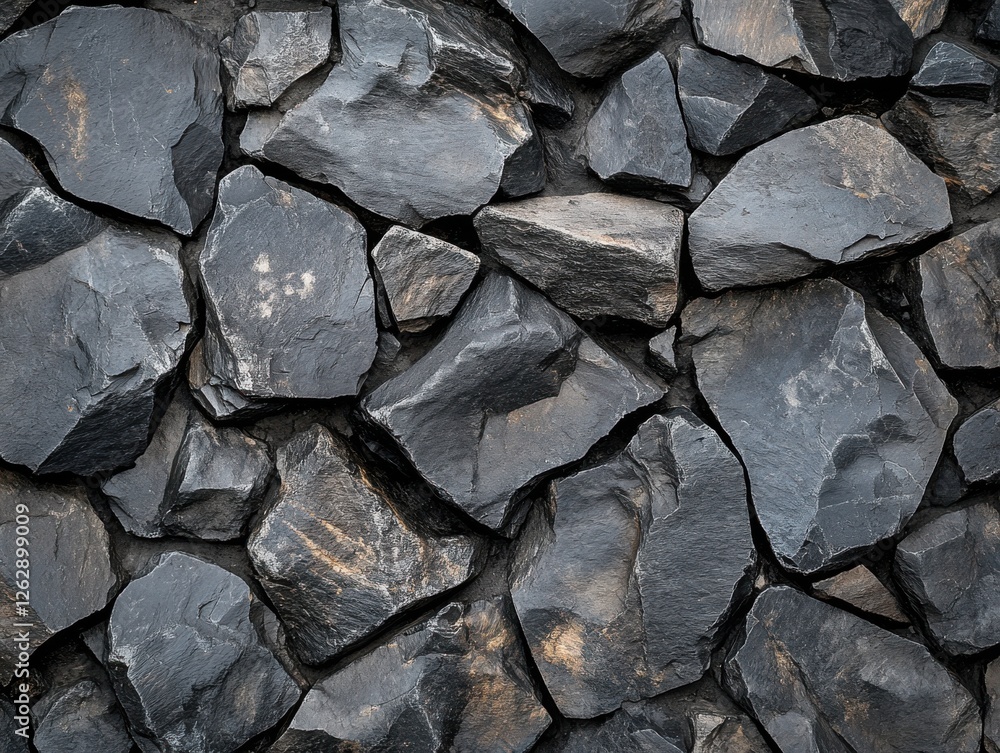 Fototapeta premium Rugged and weathered stones wall with black and white color background.