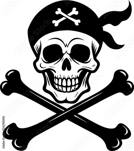 A skull with a pirate hat and a skull and crossbones on it