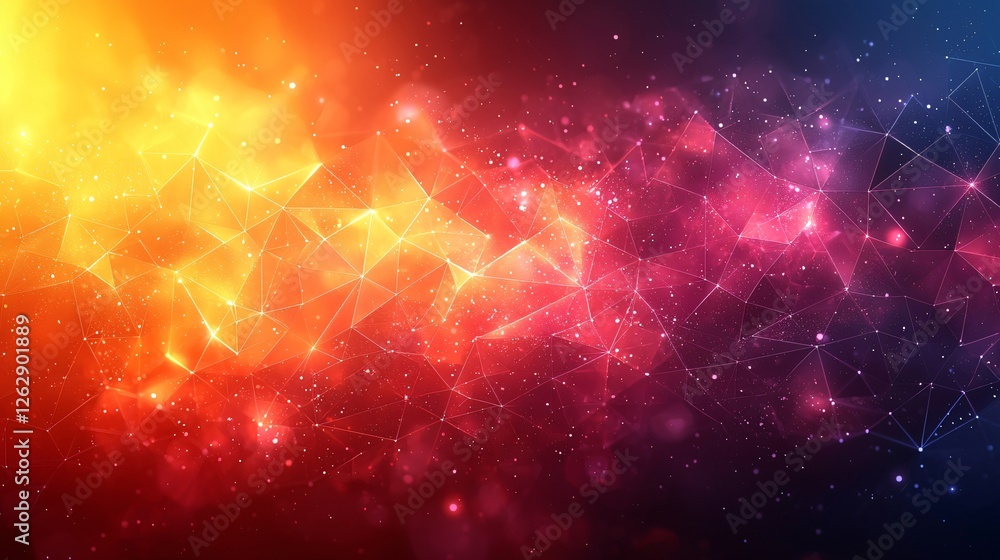 Fototapeta premium Abstract Nebula: Red & Orange Cosmic Network