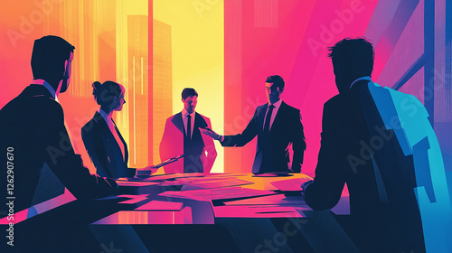 A company undergoing an acquisition process, with executives reviewing acquisition documents and financial data