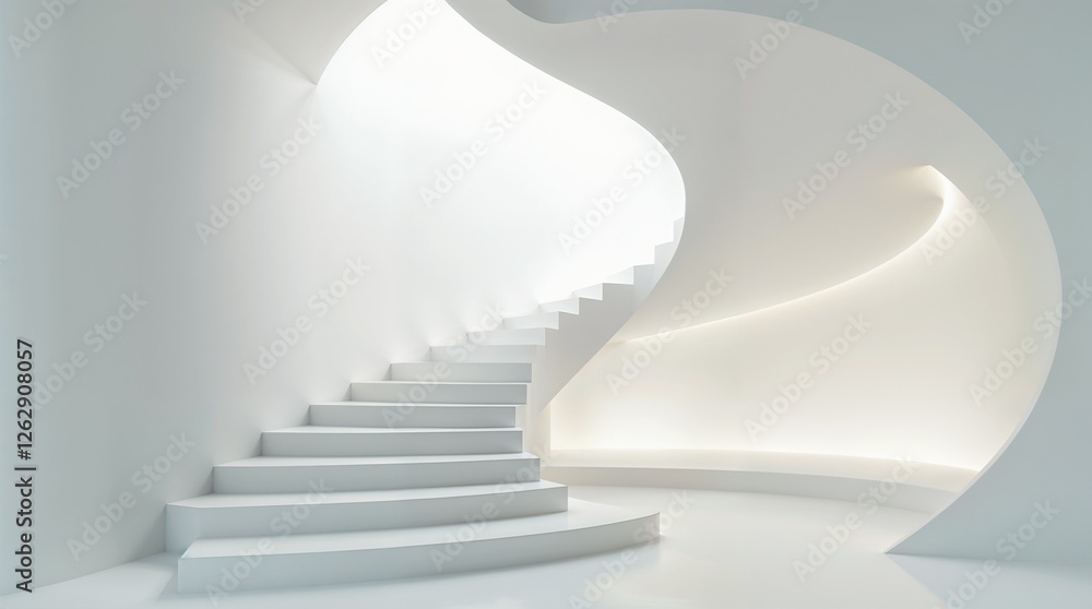 Obraz premium Minimalist Spiral Staircase – Elegant Modern Architecture