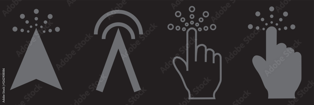 Computer mouse click cursor icon set. Hand and arrow pointer cursor - stock vector 10eps. Computer mouse click cursor icon set. Hand and arrow pointer cursor - stock vector 10eps.