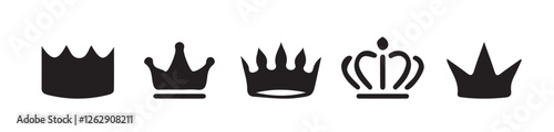 Set of flat crown king vector icon. Crown thin line icon set. Silhouette crown collection. Black crown symbol. vector illustration eps 10