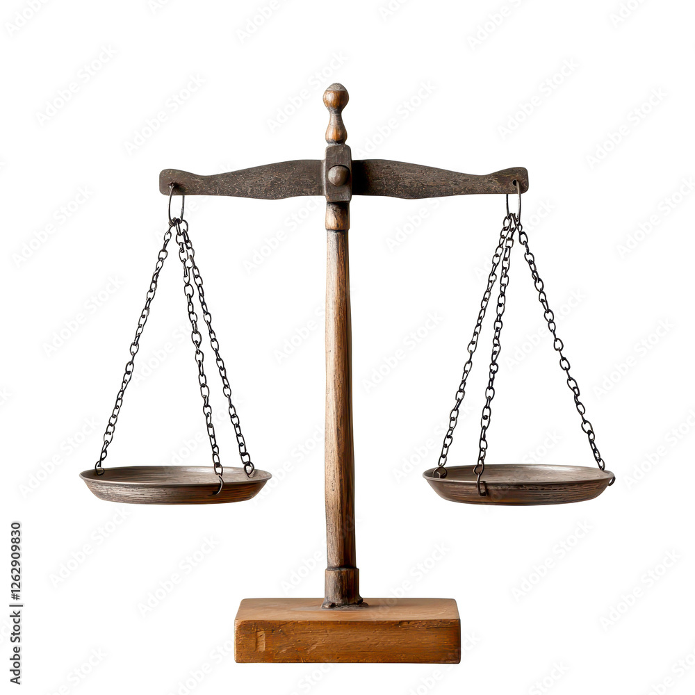 Monetary policy concept on economic growth and inflation. vintage balance scale with metal pans and wooden base, symbolizing fairness and justice Monetary policy concept on economic growth and inflation. vintage balance scale with metal pans and wooden base, symbolizing fairness and justice