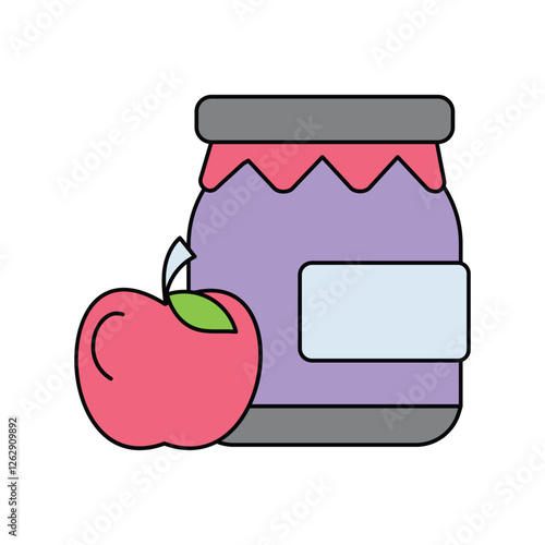 apple jam lineal color line icon with white background vector stock illustration