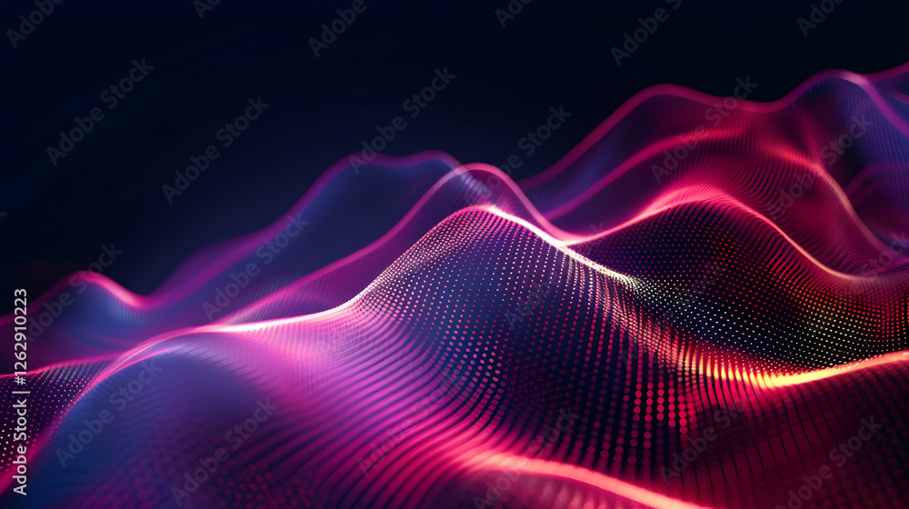 Abstract representation of colorful waves in a dark background, showcasing vibrant light patterns Abstract representation of colorful waves in a dark background, showcasing vibrant light patterns