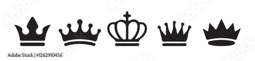 Crown icons set black silhouettes. Crown king premium quality symbol collection. Vector illustration eps 10