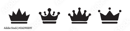 Crown icons set black silhouettes. Crown king premium quality symbol collection. Vector illustration eps 10