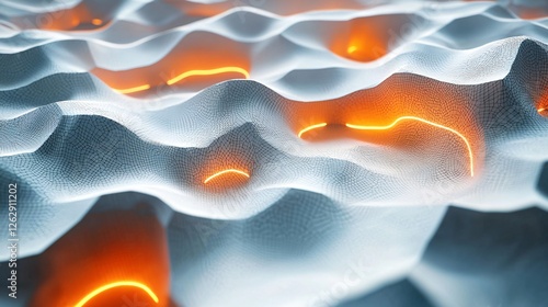 Abstract 3D Waveform with Glowing Lines