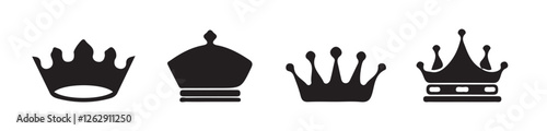 Crown icons set black silhouettes. Crown king premium quality symbol collection. Vector illustration eps 10