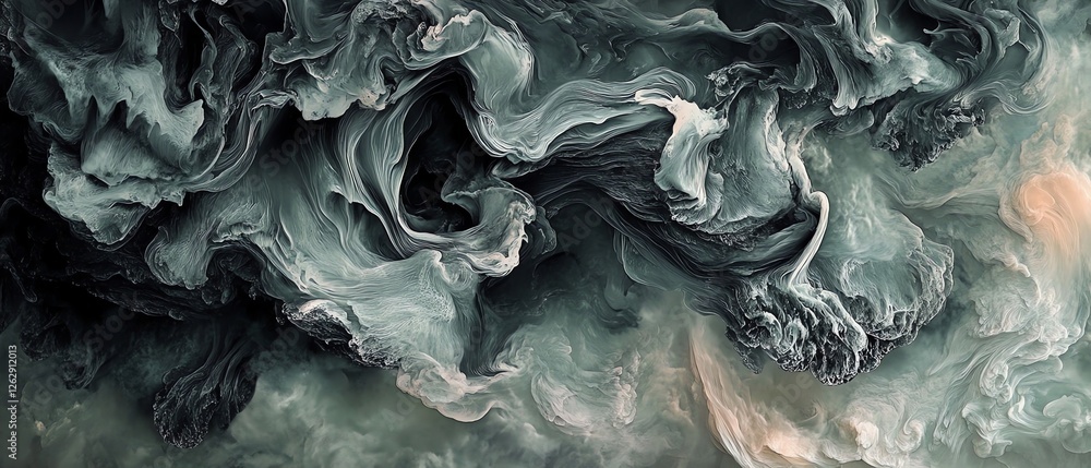 Abstract Swirling Dark Green Fluid Art Painting Ink Waves Color Style Abstract Swirling Dark Green Fluid Art Painting Ink Waves Color Style