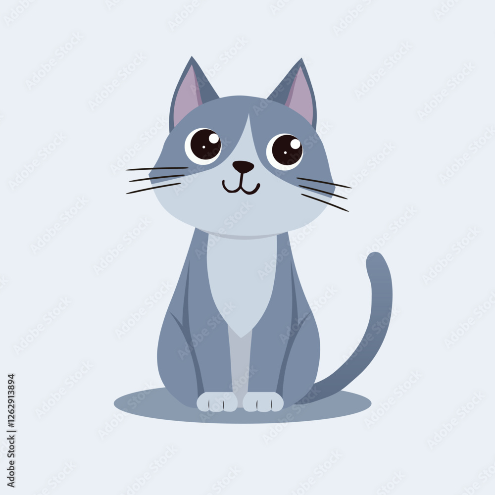 Fototapeta premium Minimalist vector cartoon cat illustration