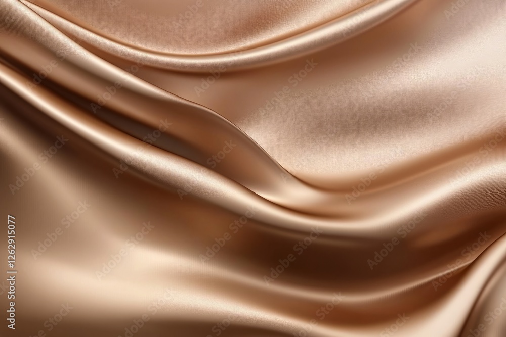 Fototapeta premium Luxurious rose gold silk fabric flowing and creating smooth waves, perfect for backgrounds and textures 