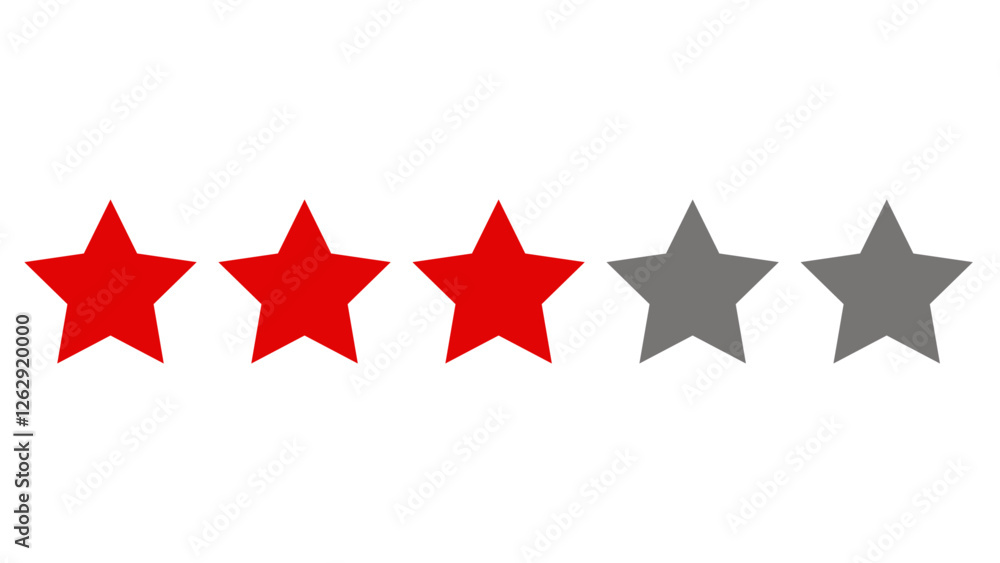 Three Star out of Five Star Customer Satisfaction Product Review, Rating and Feedback Sign Vector Illustration Three Star out of Five Star Customer Satisfaction Product Review, Rating and Feedback Sign Vector Illustration