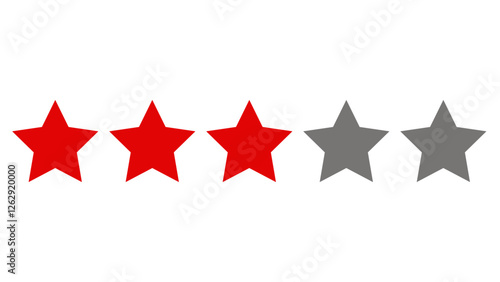 Three Star out of Five Star Customer Satisfaction Product Review, Rating and Feedback Sign Vector Illustration