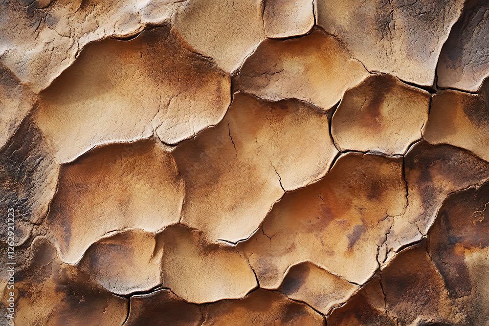 cracked, dry earth with an organic, weathered texture in warm earthy tones. The natural pattern of broken soil creates a rugged, abstract background ideal for design, nature, and environmental themes. cracked, dry earth with an organic, weathered texture in warm earthy tones. The natural pattern of broken soil creates a rugged, abstract background ideal for design, nature, and environmental themes.