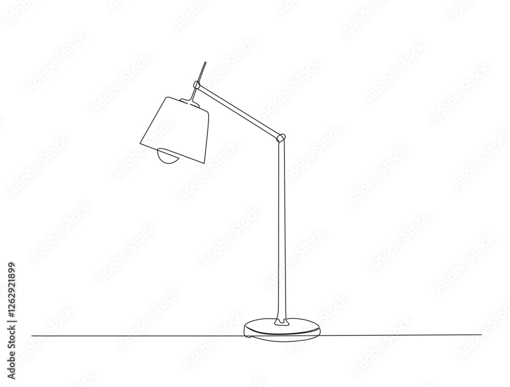 Obraz premium Continuous one line drawing of minimalist floor lamp. Floor lamp in single line draw illustration. Editable stroke.
