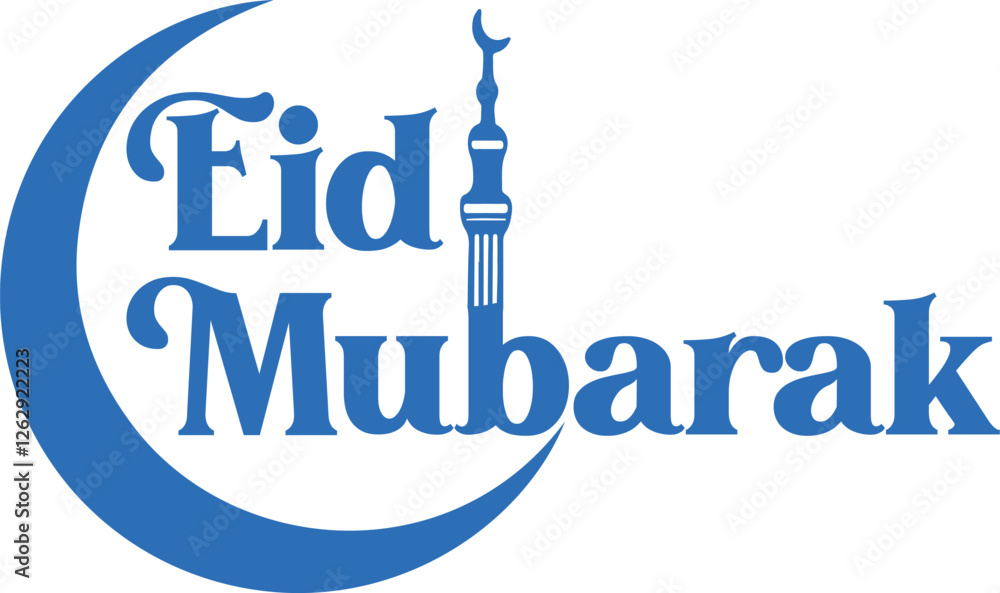 Naklejka premium Typography English, Arabic Eid Mubarak Banner Design