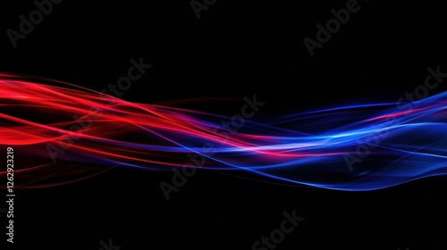 Vibrant red and blue light trails create a dynamic motion effect against a black background, capturing the essence of speed and energy