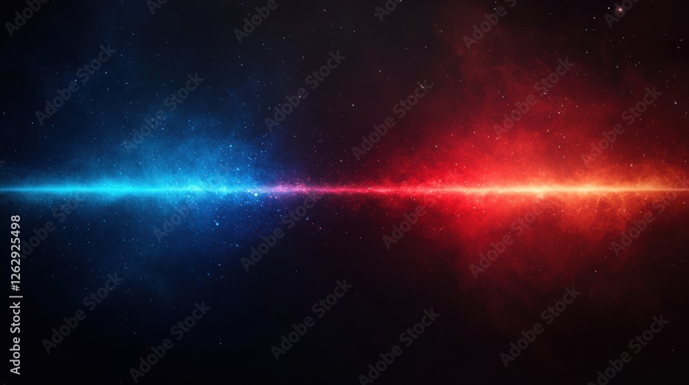 Fototapeta premium Red and blue light streaks create a dynamic motion blur effect on a black background, resembling speed lines in a futuristic digital art style