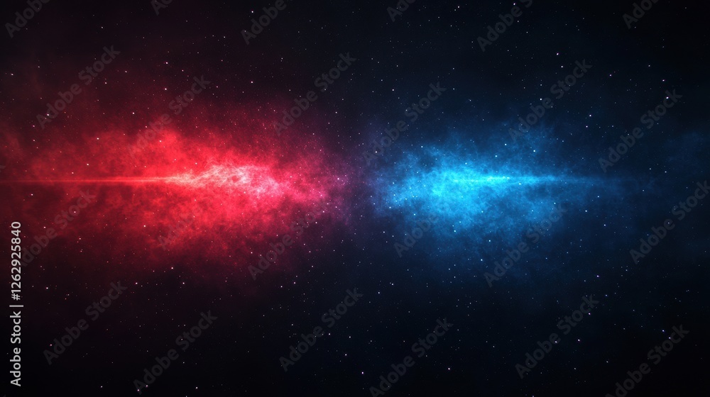 Fototapeta premium Vibrant red and blue light streaks create a fast motion blur effect on a black background, evoking speed and futuristic digital art