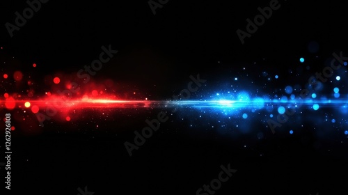 Red and blue light streaks create a fast motion blur effect on a black background, evoking speed and futuristic digital art aesthetics