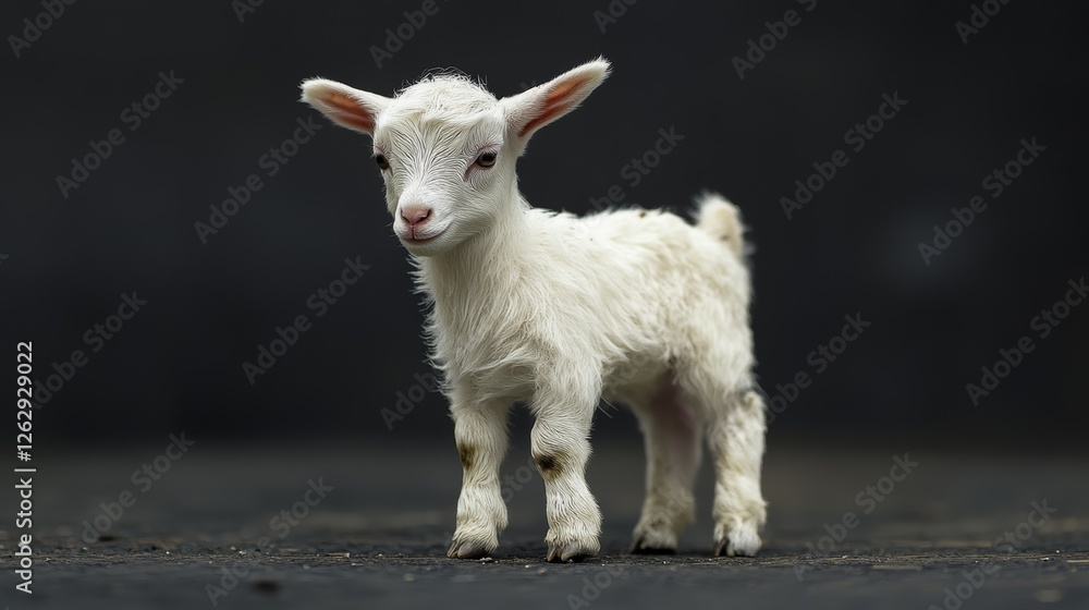 Fototapeta premium A closeup of a little white goat