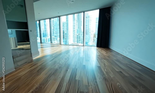 Wallpaper Mural empty room with wooden floor Torontodigital.ca