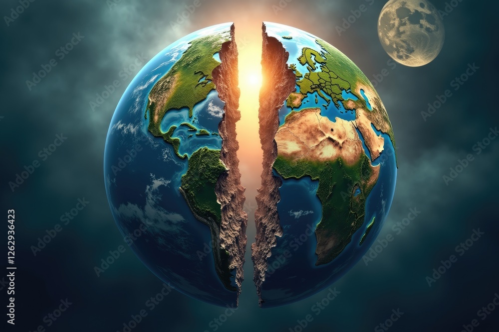 Fototapeta premium Earth's Fragile Balance: A Surreal Reflection on Conservation