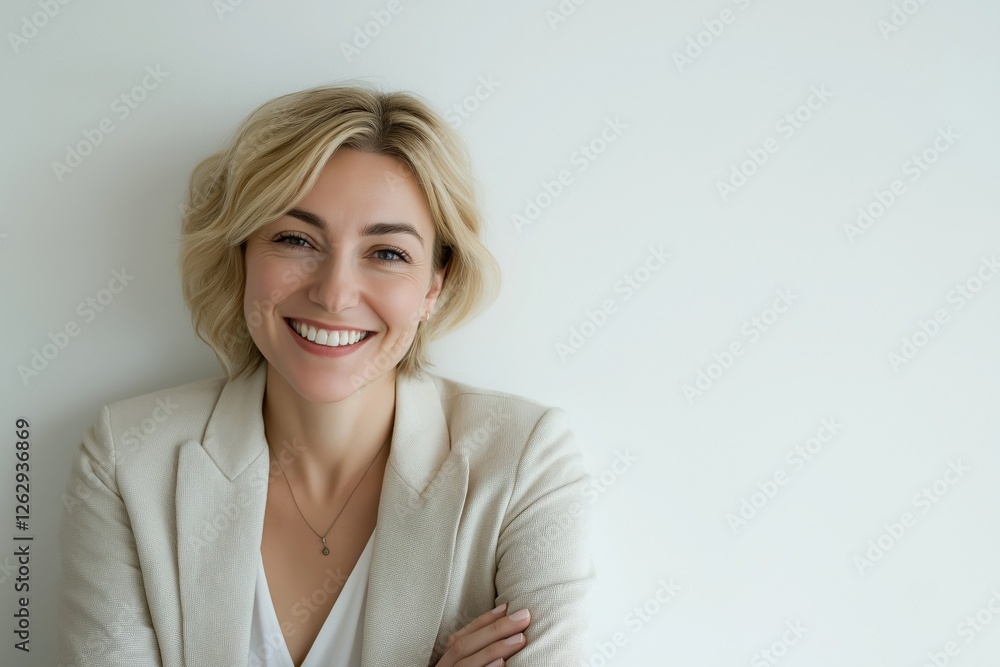 Obraz premium Happy smiling business woman on white background