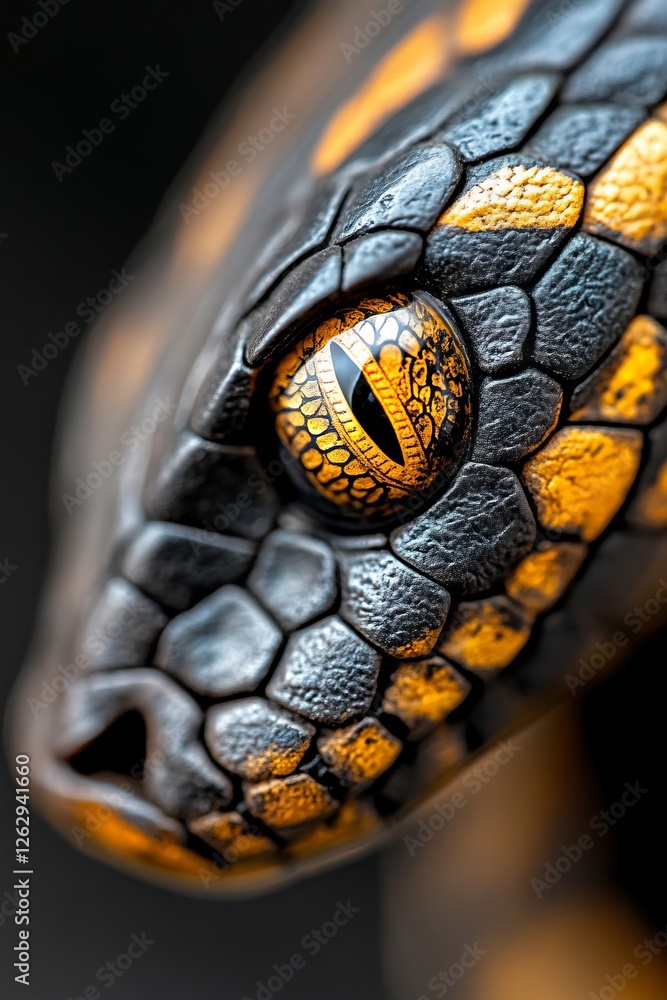 Obraz premium A close up of a snake's eye on a black background