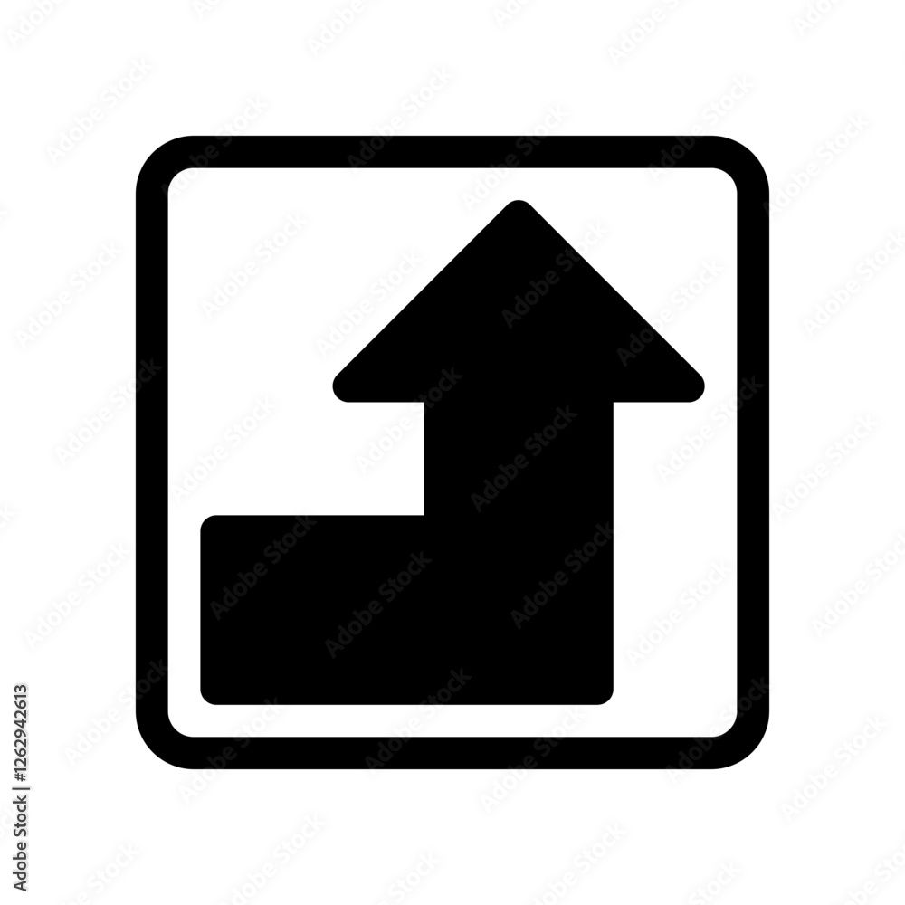 Black Arrow Symbol Pointing Upward in a Square Border Black Arrow Symbol Pointing Upward in a Square Border