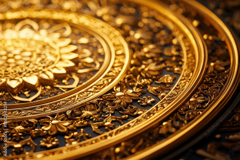 Ornate Gold Design, Decorative Plate, Luxury Pattern Ornate Gold Design, Decorative Plate, Luxury Pattern