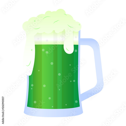 Vector illustration of Green Beer Mug on transparent background