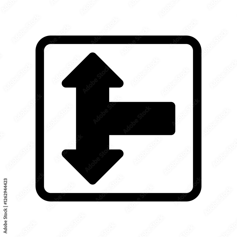 Directional Road Sign Indicating Straight or Right Turn Directional Road Sign Indicating Straight or Right Turn