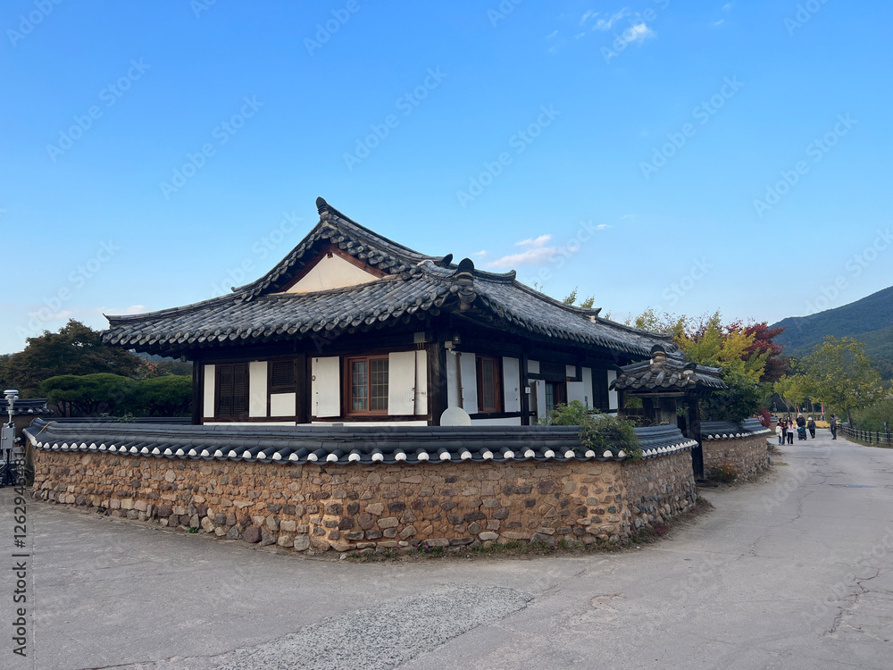 Panorama of Housing at Andong Hahoe Folk Village