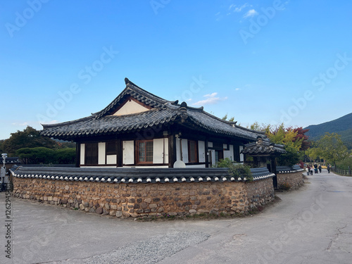 Panorama of Housing at Andong Hahoe Folk Village
