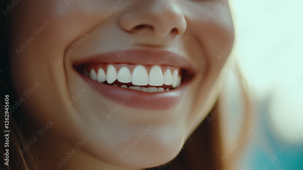 Fototapeta premium 白い歯が際立つ明るい笑顔のクローズアップ