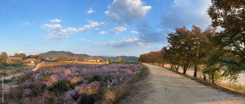 Panorama Scenery around the Andong Hahoe Folk Village