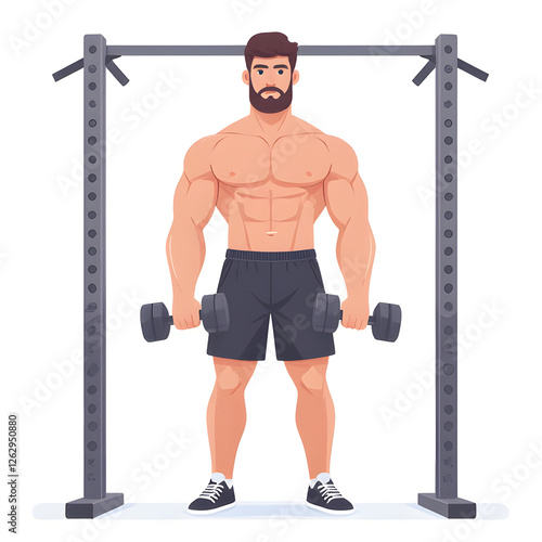Muscular Man Lifting Weights