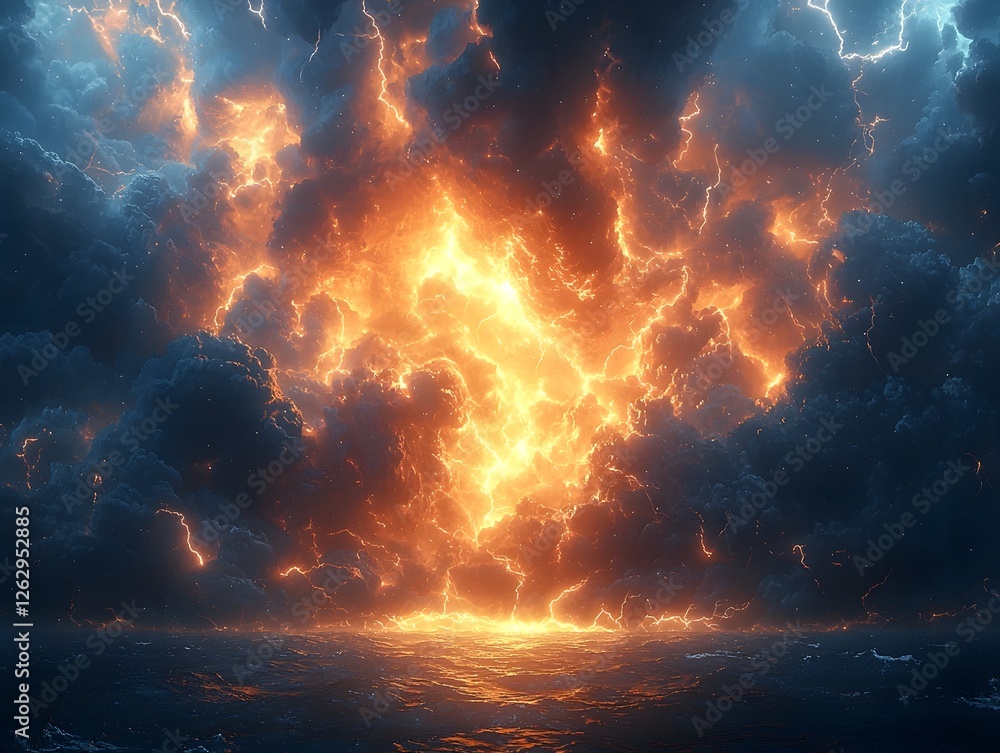 Surreal Thunderstorm with Radiant Lightning Bolts Carving Glowing Cracks into the Earth under a Sky Churning with Dynamic Energy Surreal Thunderstorm with Radiant Lightning Bolts Carving Glowing Cracks into the Earth under a Sky Churning with Dynamic Energy