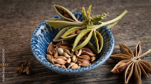 Wallpaper Mural Anise sprigs and seeds in a small bowl. Torontodigital.ca
