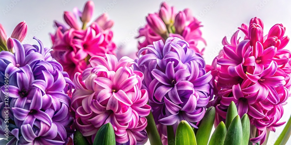Fototapeta premium Intricate architectural detail of a pink and purple hyacinth bloom.