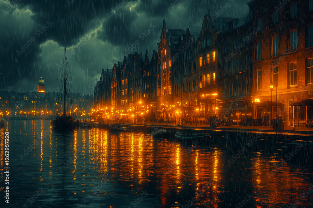 Fototapeta premium night view of the river