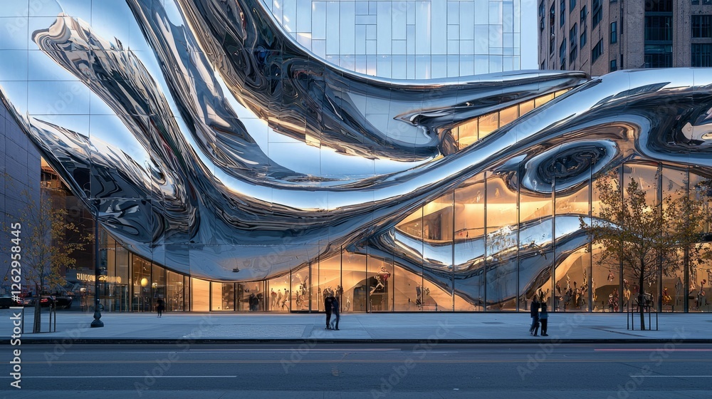 Obraz premium Reflective Modern Architecture with Unique Curved Design Features